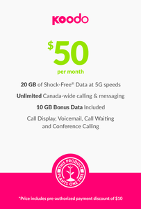 20 GB - $50 (New Activations and Renewals) - greenmobile.com