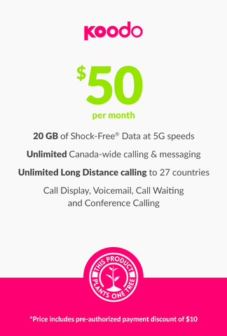 20 GB - $50 (New Activations and Renewals) - greenmobile.com