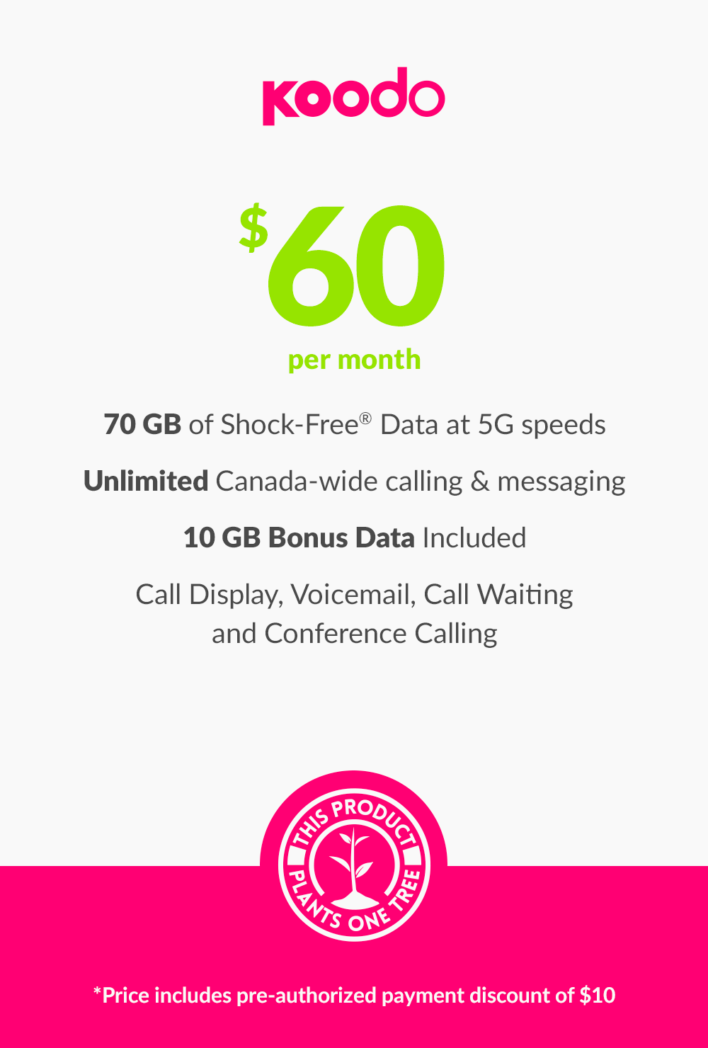 70 GB - $60 (New Activations and Renewals) - greenmobile.com