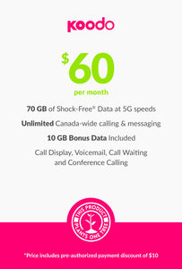 70 GB - $60 (New Activations and Renewals) - greenmobile.com