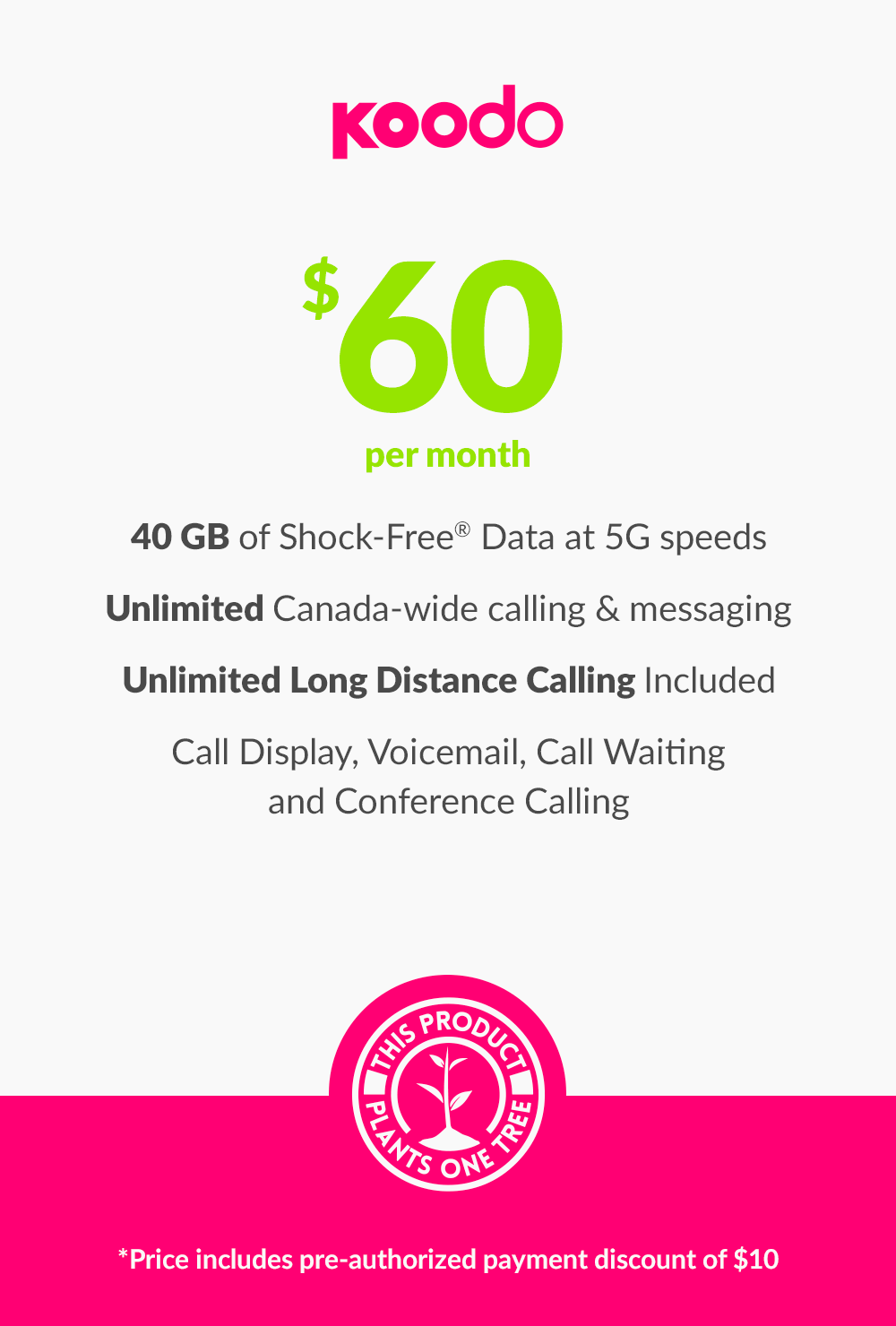 40 GB - $60 (New Activations and Renewals) - greenmobile.com
