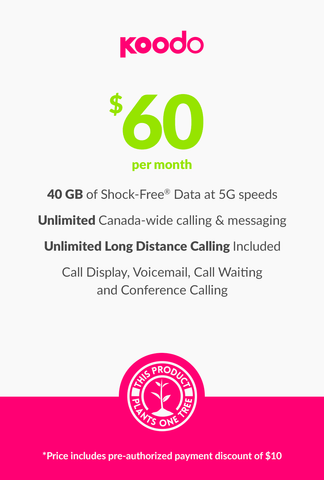 40 GB - $60 (New Activations and Renewals) - greenmobile.com