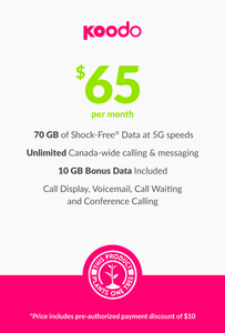 70 GB - $65 (New Activations and Renewals) - greenmobile.com