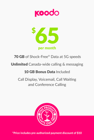 70 GB - $65 (New Activations and Renewals) - greenmobile.com