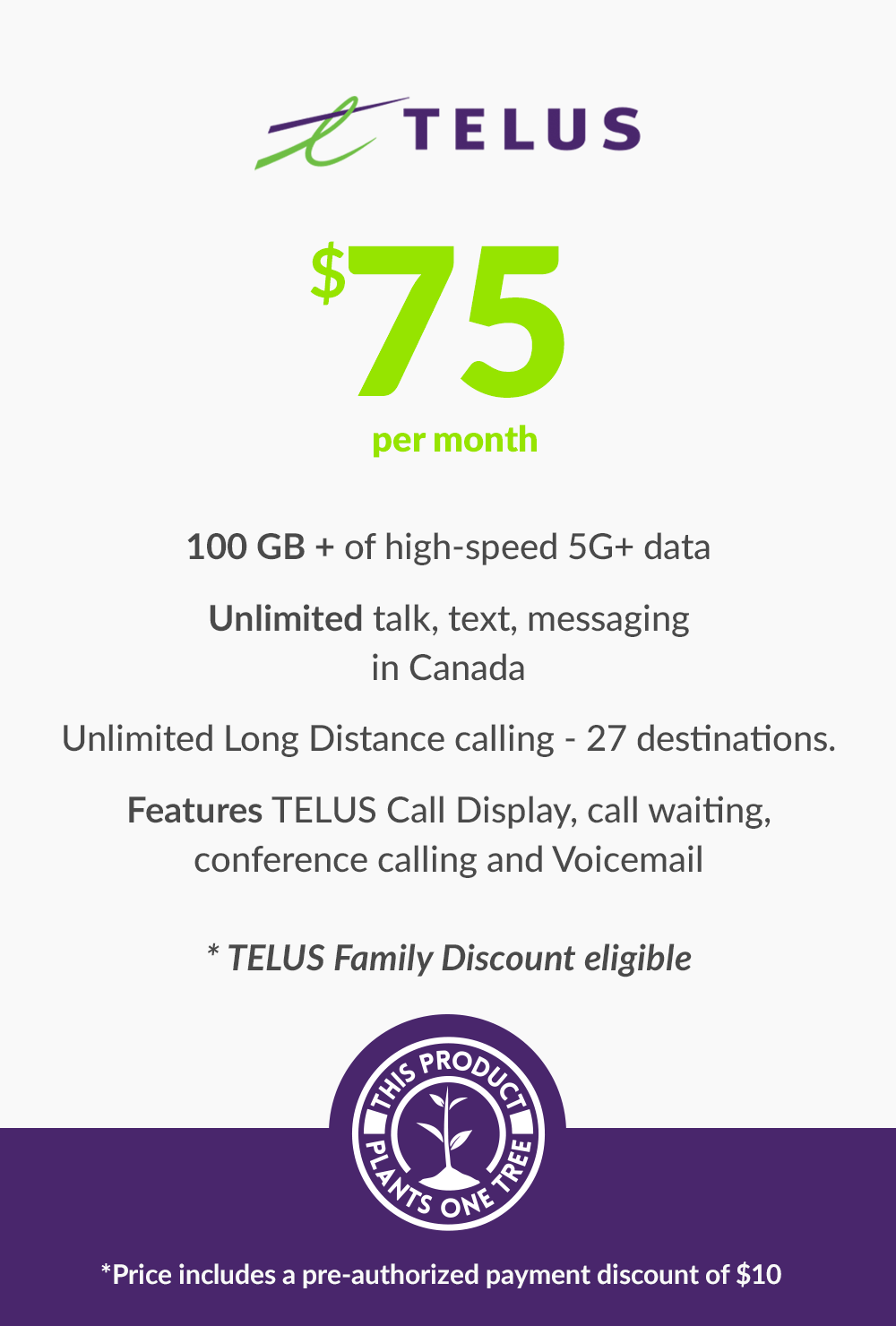 100 GB - $75 (Premium Financing) - greenmobile.com