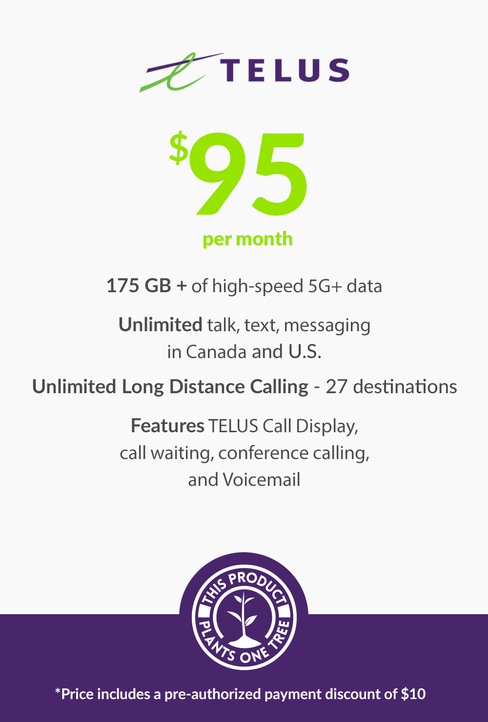 175 GB - $95 (Premium Financing) - greenmobile.com