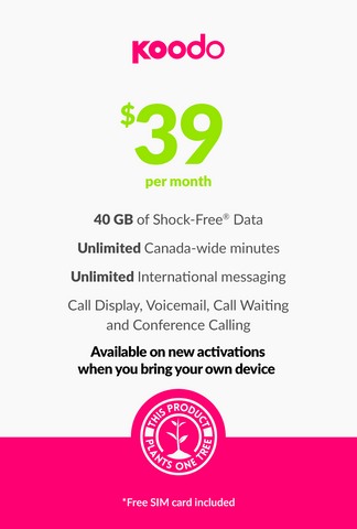 Koodo 30 Go pour 50 $ - Nouvelles activations BYOD uniquement 